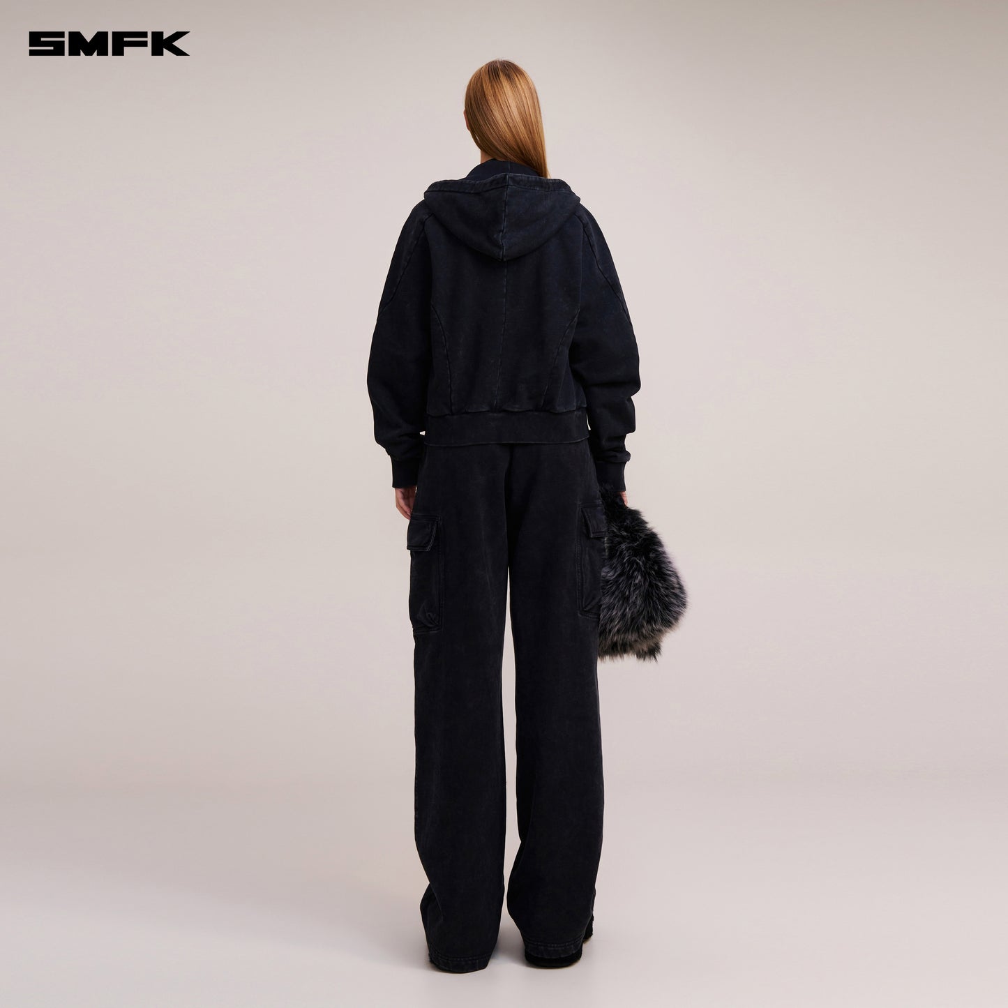 VINTAGE-SAVAGE SPORTS HOODIE/FADE DYE/ VANISH BLACK