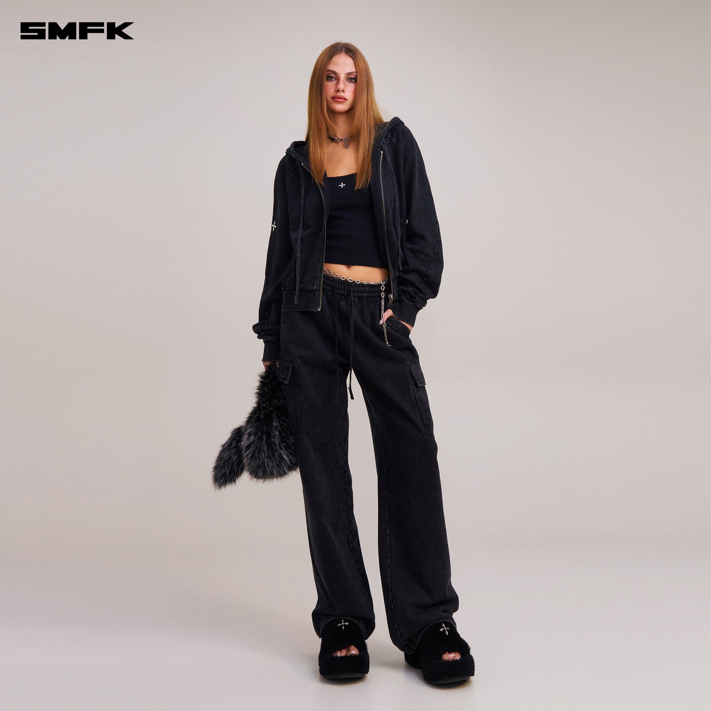 VINTAGE-SAVAGE SPORTS HOODIE/FADE DYE/ VANISH BLACK