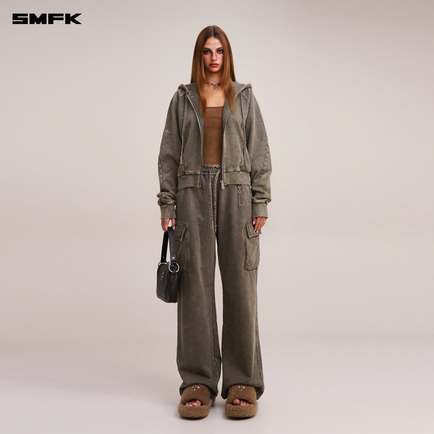 VINTAGE-SAVAGE SPORTS HOODIE/FADE DYE/ VANISH BROWN