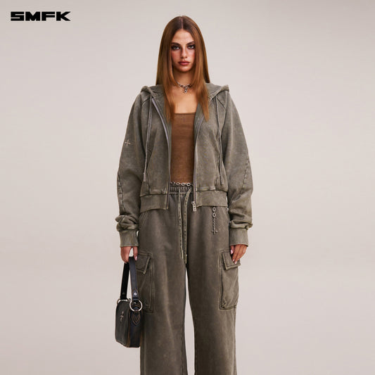 VINTAGE-SAVAGE SPORTS HOODIE/FADE DYE/ VANISH BROWN