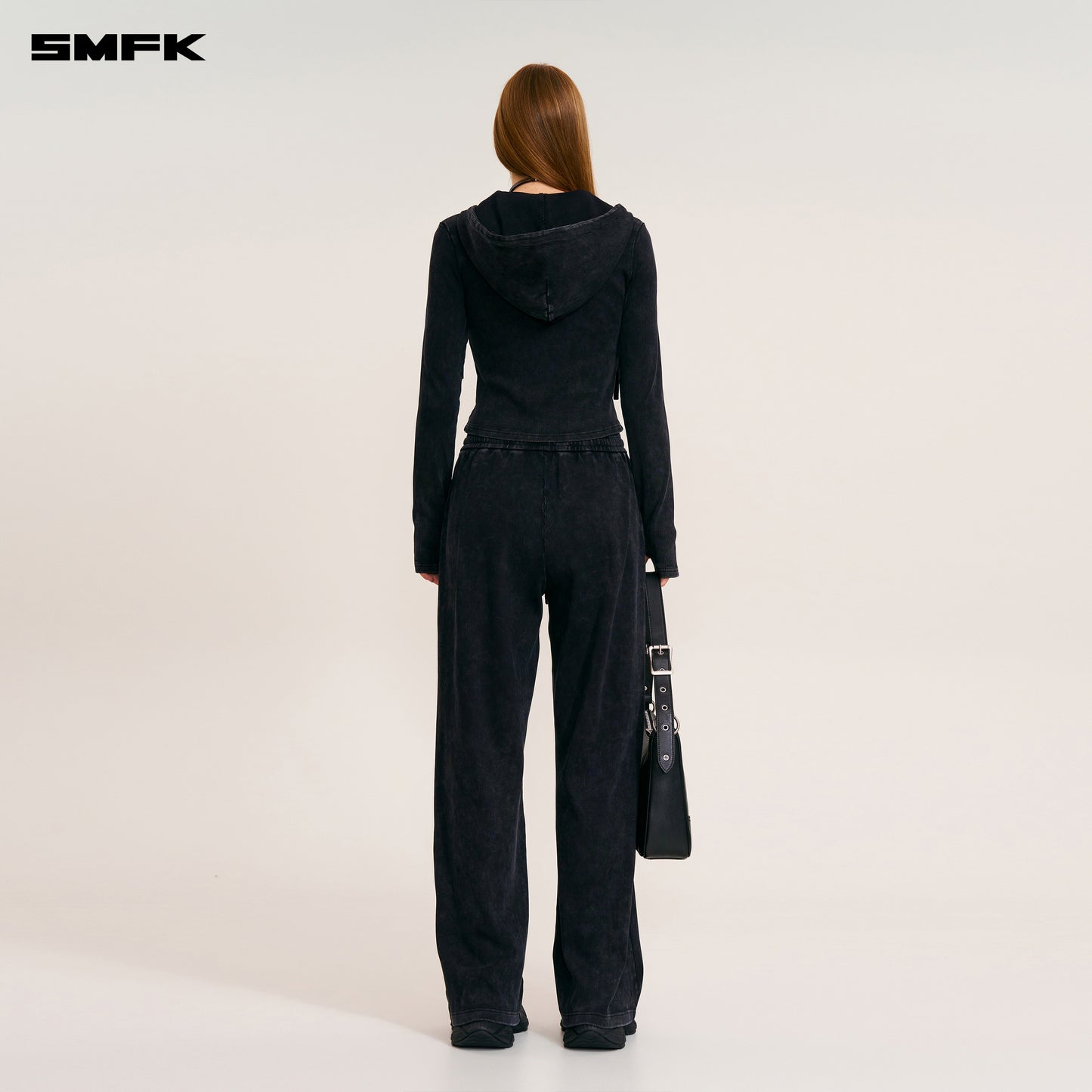 VINTAGE-SAVAGE SLIM SPORTS ZIP HOODIE/FADE DYE/ VANISH BLACK