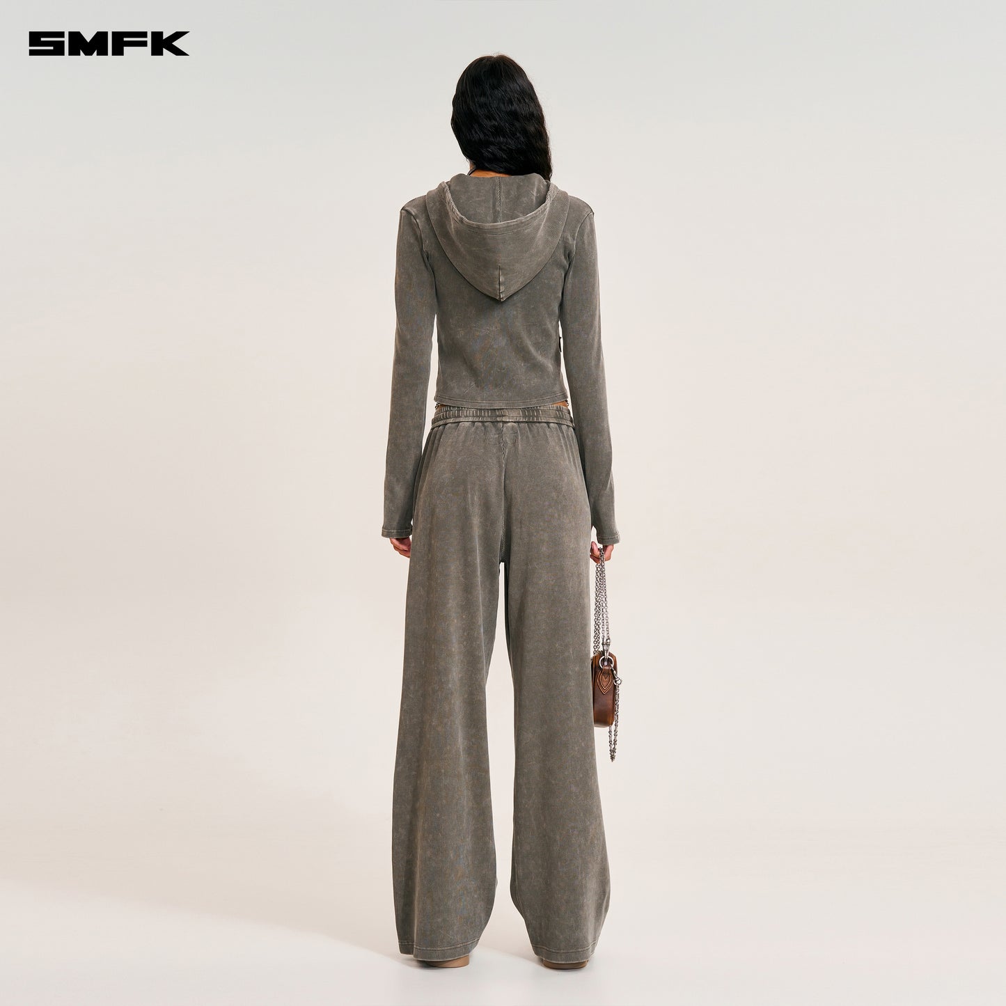 VINTAGE-SAVAGE SLIM SPORTS ZIP HOODIE/FADE DYE/ VANISH BROWN