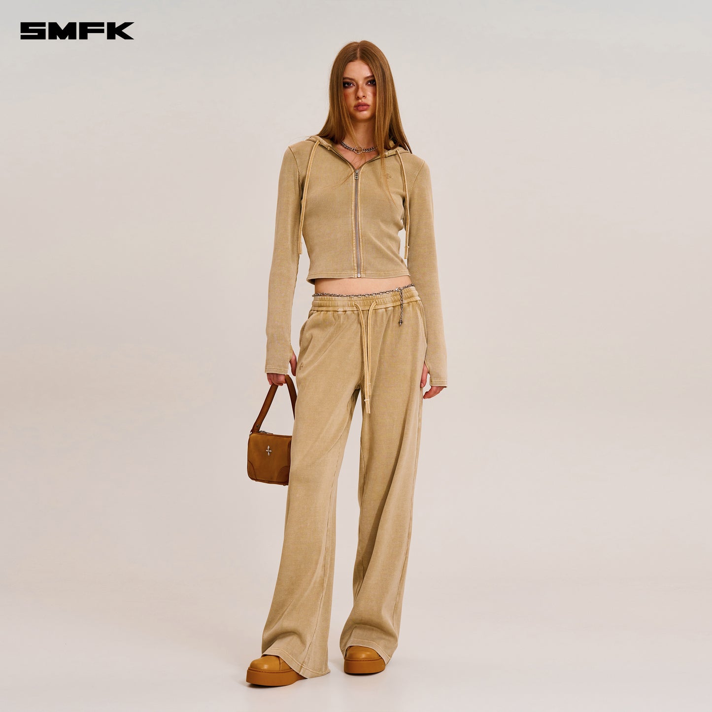 VINTAGE-SAVAGE SLIM SPORTS ZIP HOODIE/FADE DYE/ VANISH SAND