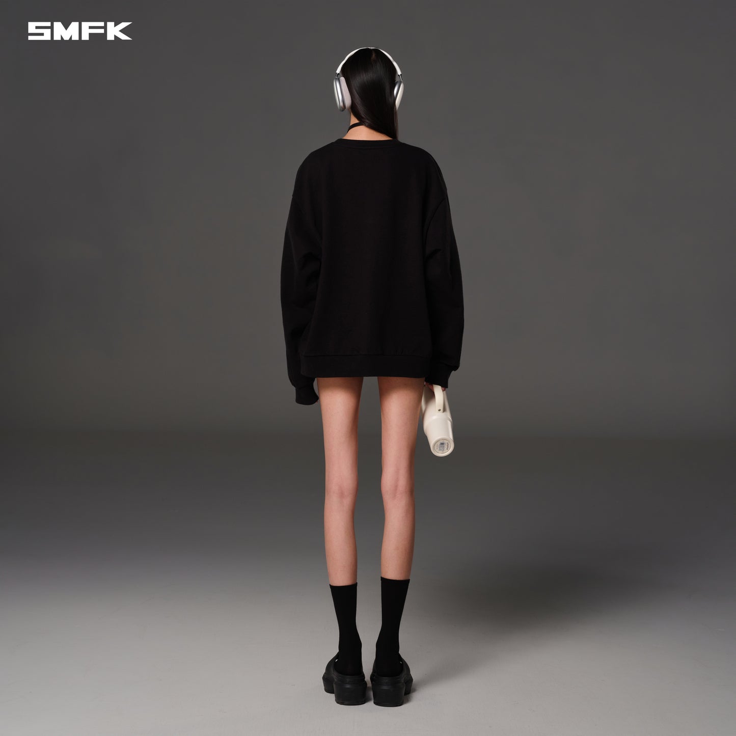 FUTURE REFLECTION MASSIVE PULLOVER/COTTON+WOOL - WILD BLACK