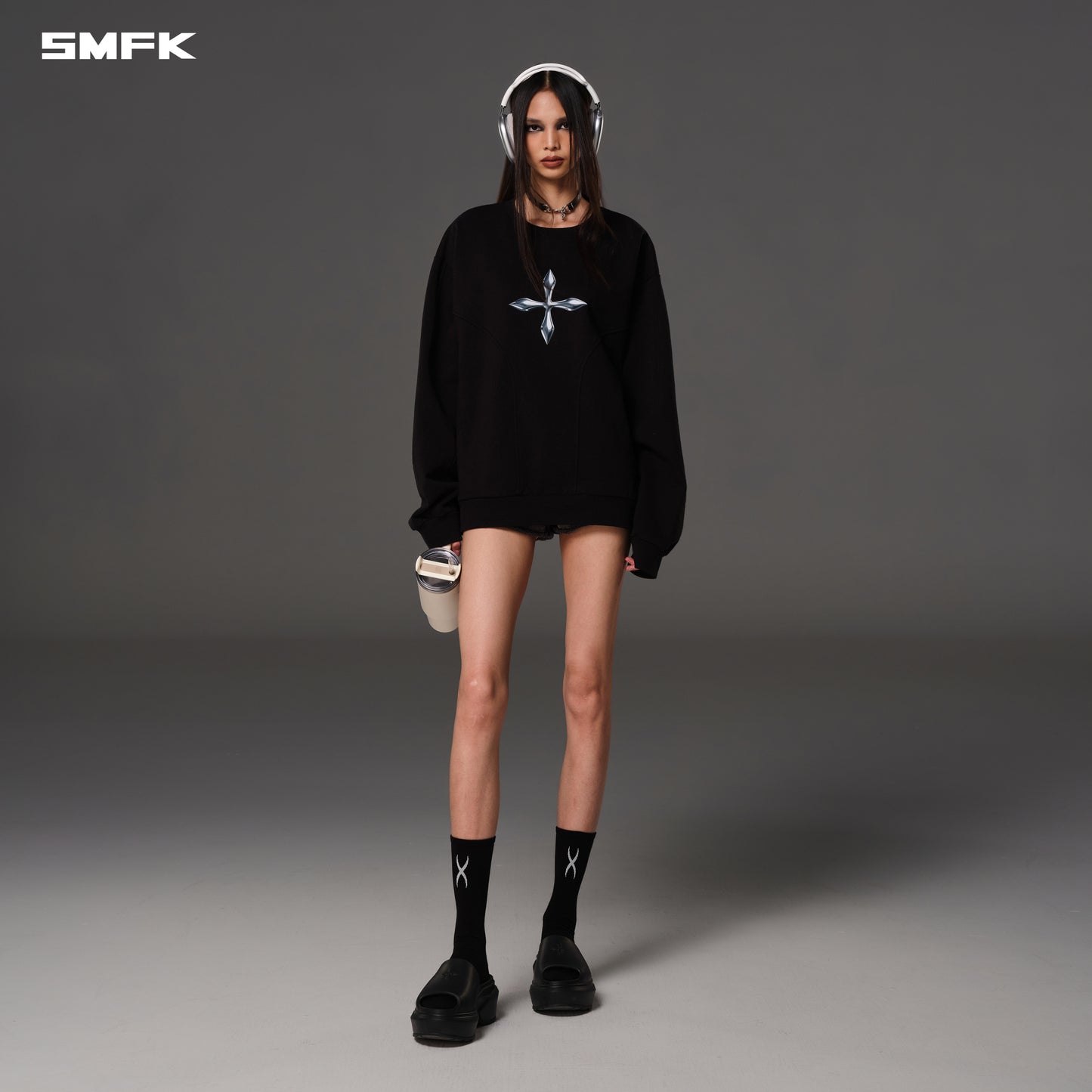 FUTURE REFLECTION MASSIVE PULLOVER/COTTON+WOOL - WILD BLACK