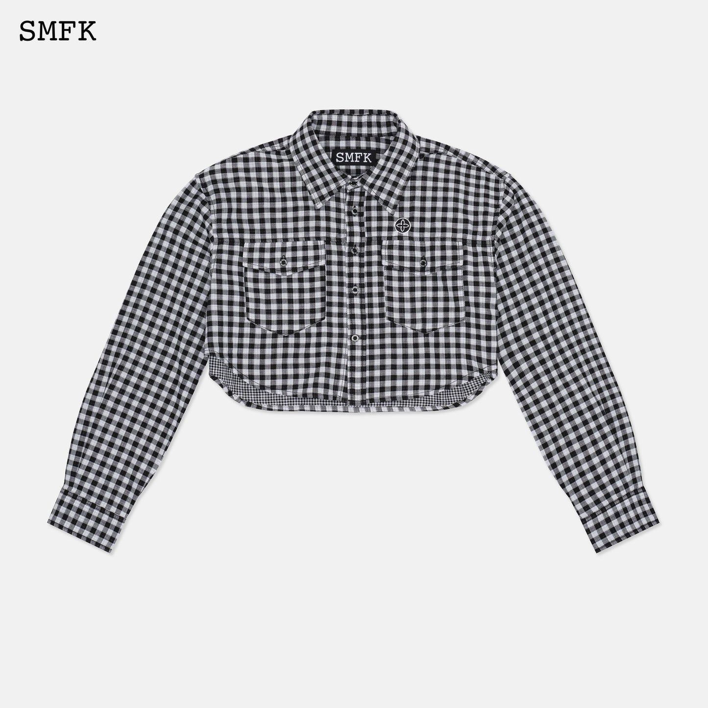 VINTAGE ACADEMY BLACK AND WHITE CHECKERED SHORT SHIRT