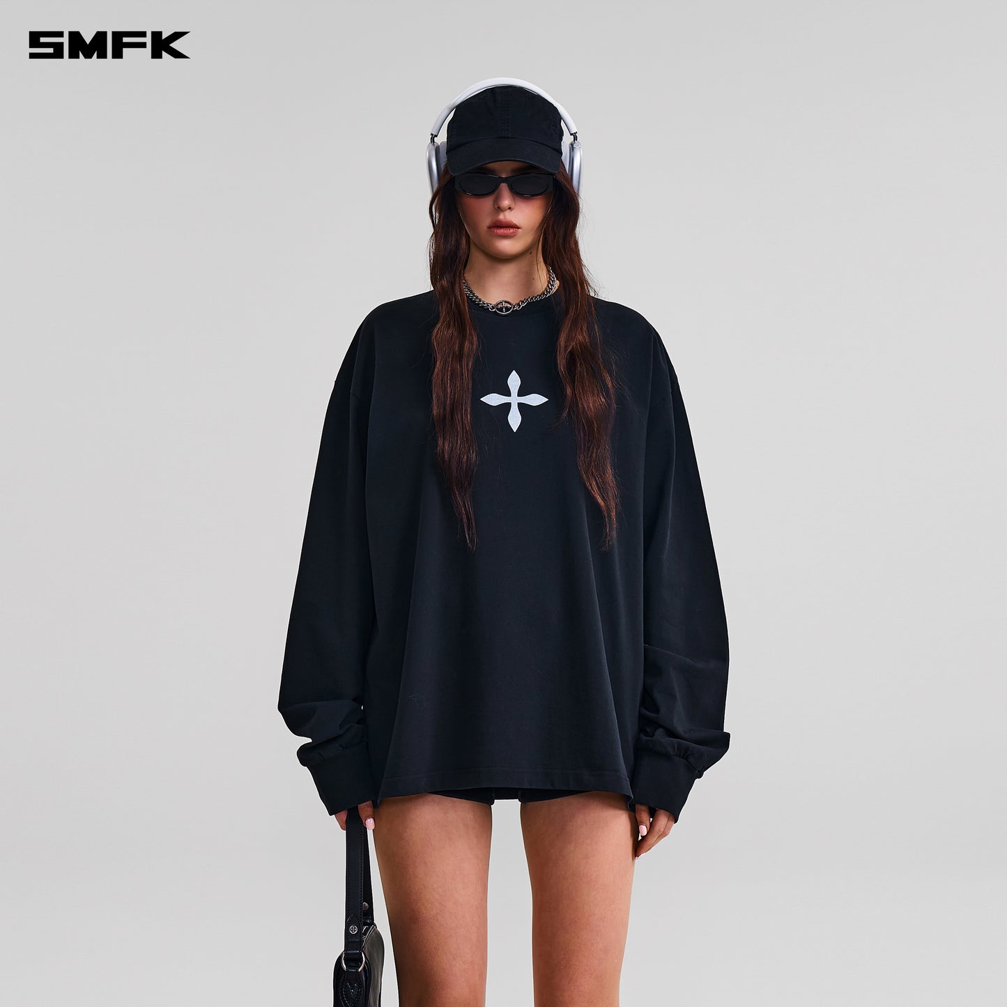 COMPASS MODE MASSIVE PULOVER-MAGNOLIA/COTTON/ WILD BLACK