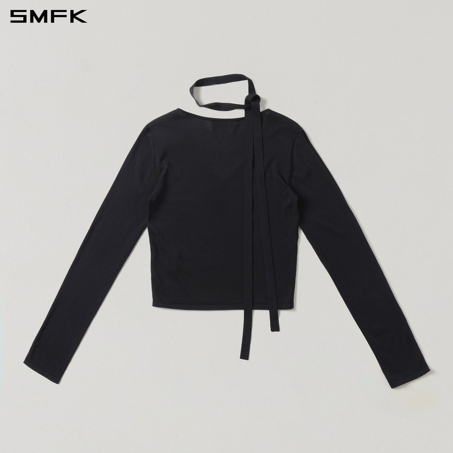 MYTH SIREN ROVE V-NECK SLIM KNIT PULLOVER/ACETATE+COTTON WILD BLACK