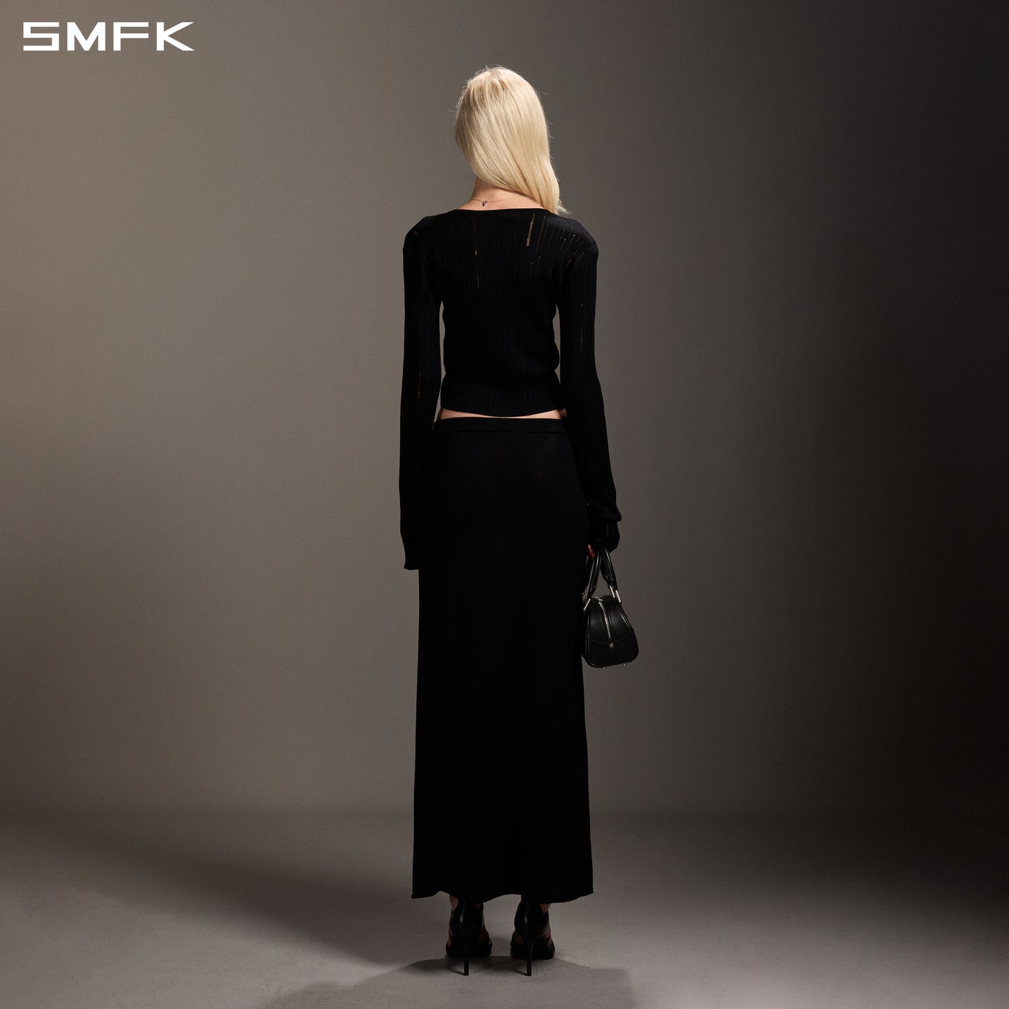 MIRAGE SIREN VISIONAL KNIT SHORT PULLOVER/ACETATE+COTTON WILD BLACK