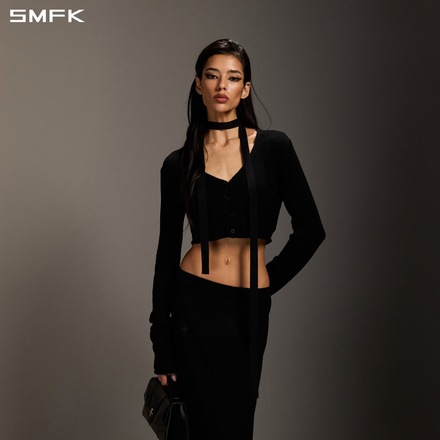 MYTH SIREN SHORT KNIT CARDIGAN/TENCEL+SILK