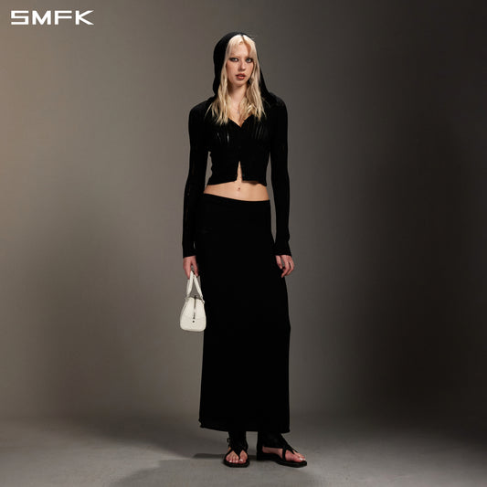 MIRAGE SIREN VISIONAL KNIT HOOD CARDIGAN/TENCEL+SILK