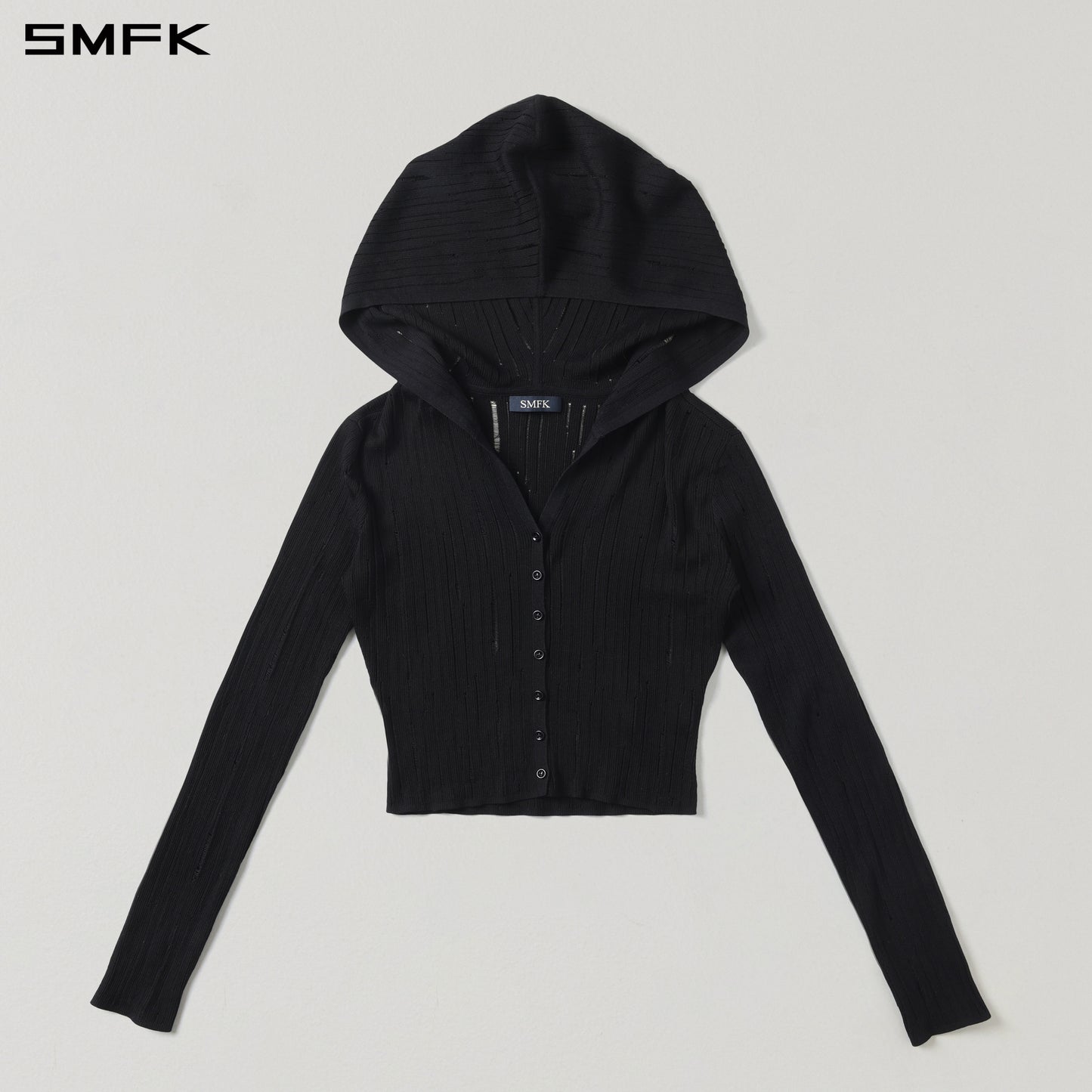MIRAGE SIREN VISIONAL KNIT HOOD CARDIGAN/TENCEL+SILK