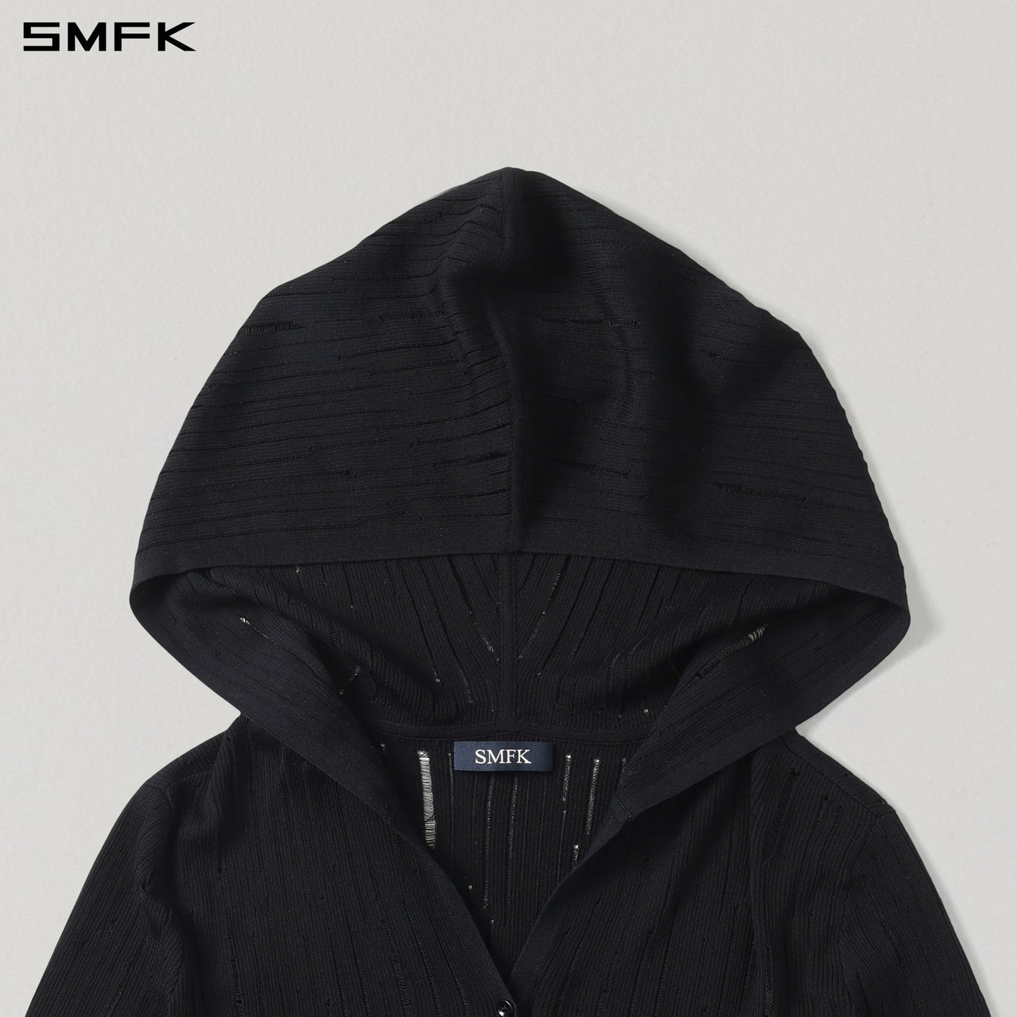 MIRAGE SIREN VISIONAL KNIT HOOD CARDIGAN/TENCEL+SILK