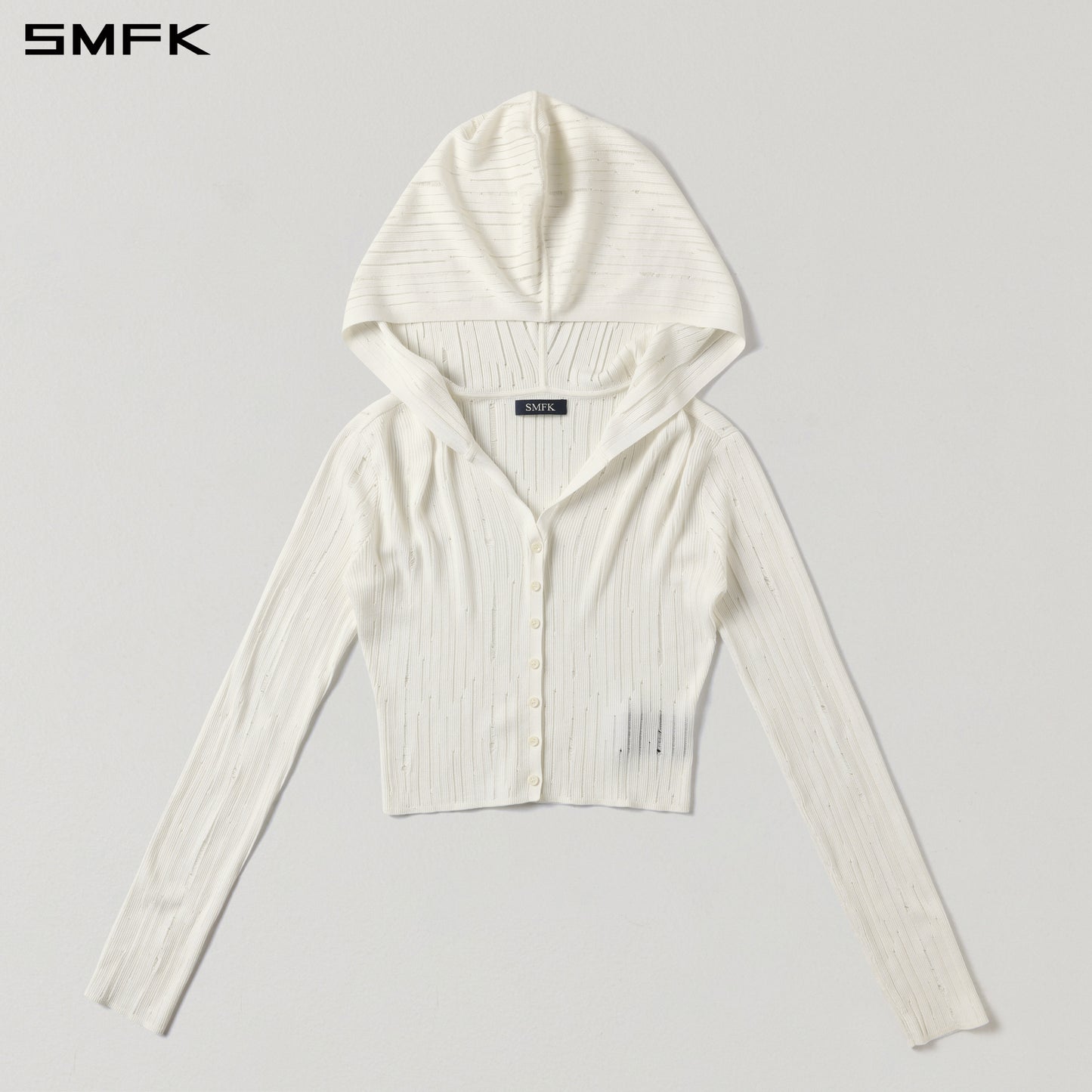 MIRAGE SIREN VISIONAL KNIT HOOD CARDIGAN/TENCEL+SILK