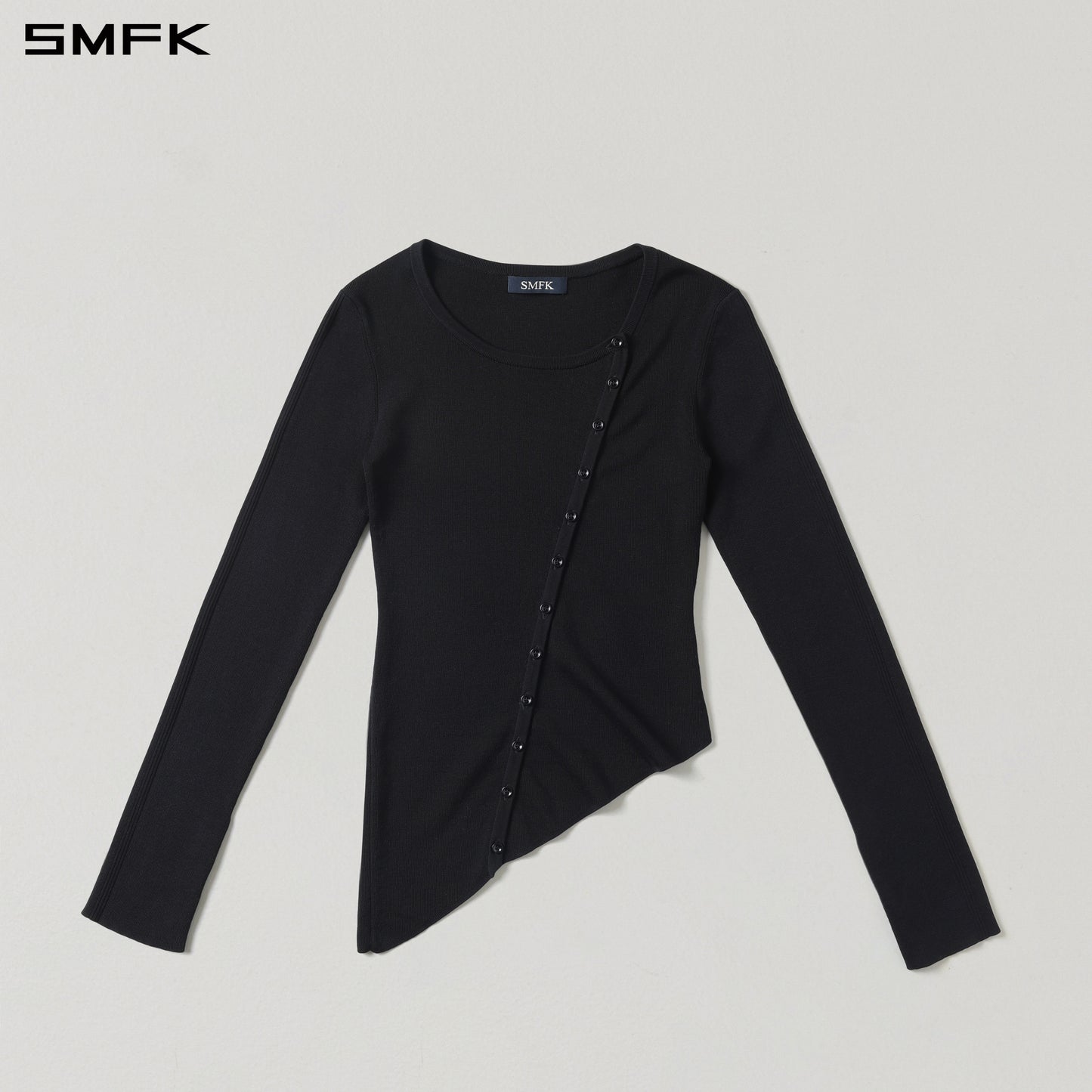 MYTH AEOLUS ASYMMETRY SLIM KNIT CARDIGAN/TENCEL+SILK WILD BLACK