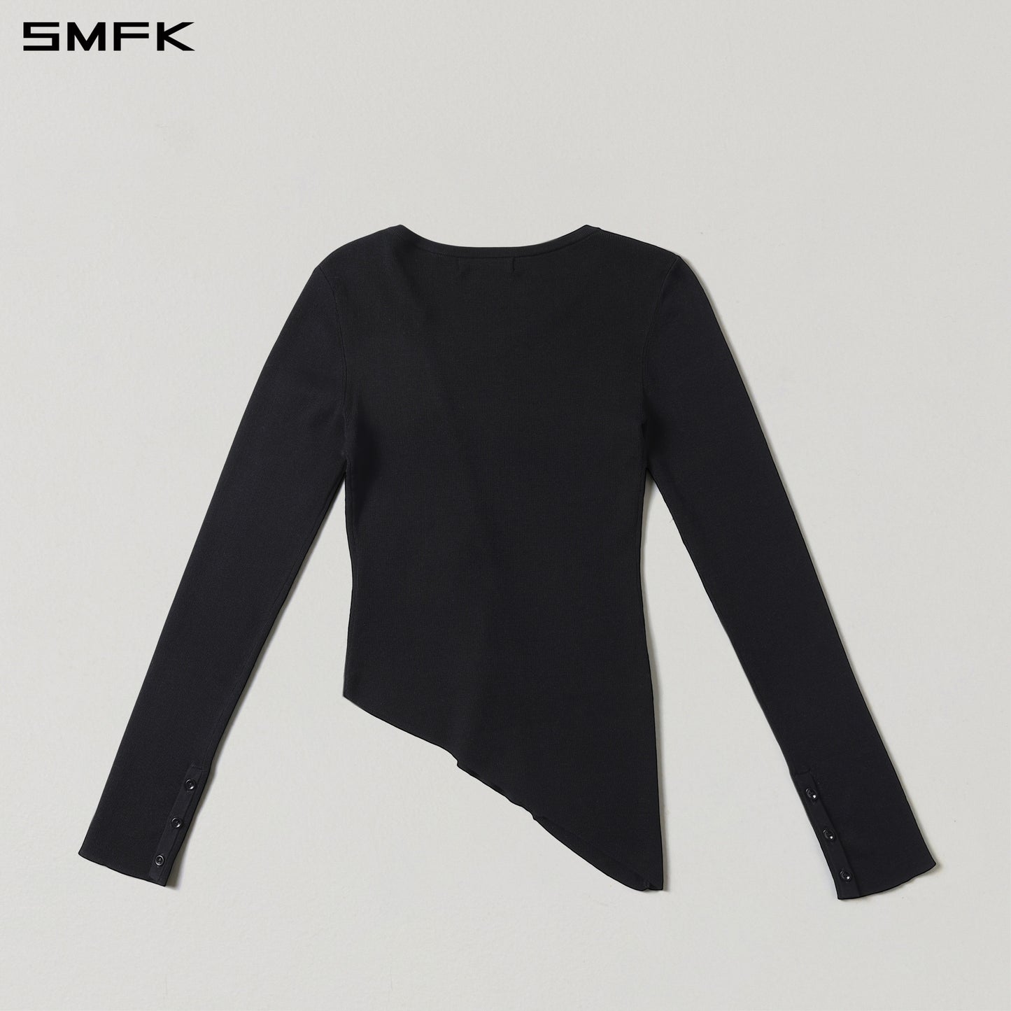 MYTH AEOLUS ASYMMETRY SLIM KNIT CARDIGAN/TENCEL+SILK WILD BLACK