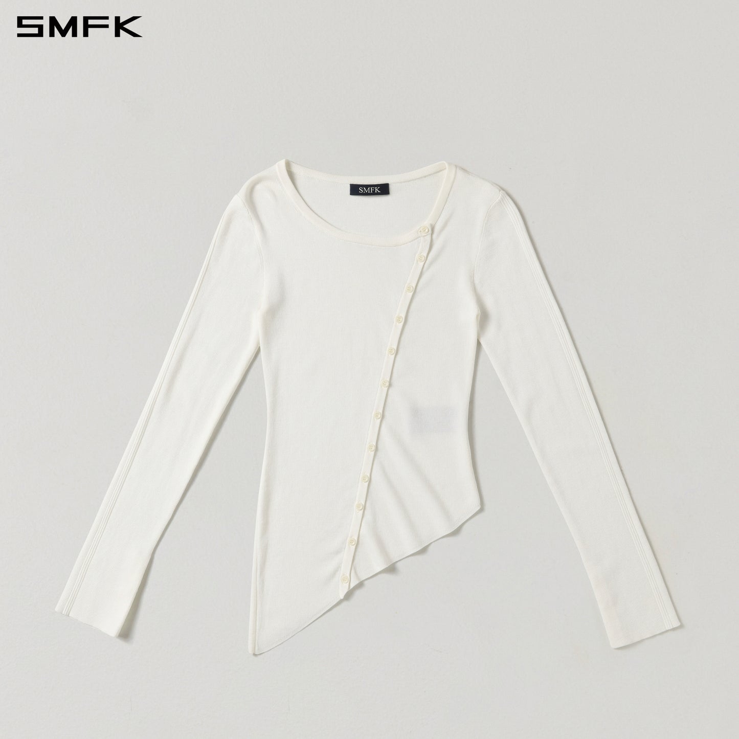 MYTH AEOLUS ASYMMETRY SLIM KNIT CARDIGAN/TENCEL+SILK CLOUD WHITE