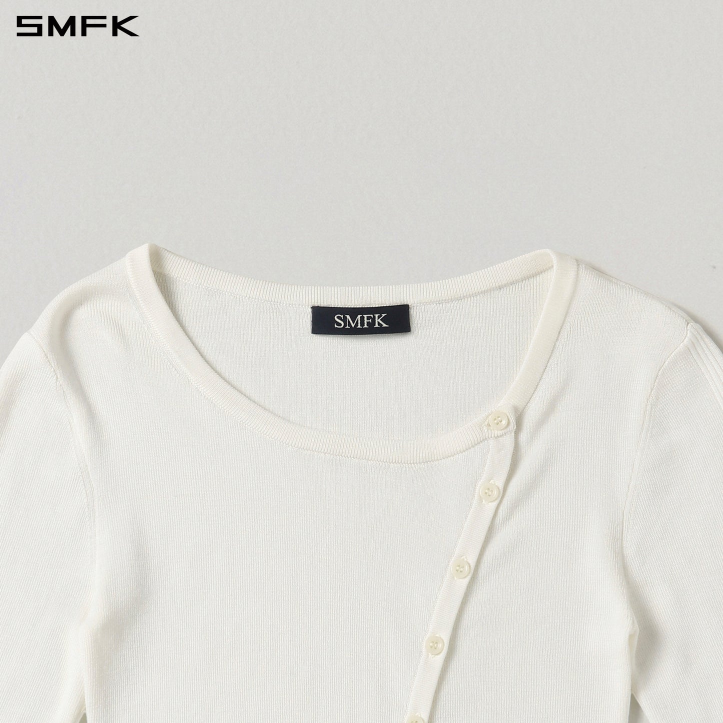 MYTH AEOLUS ASYMMETRY SLIM KNIT CARDIGAN/TENCEL+SILK CLOUD WHITE