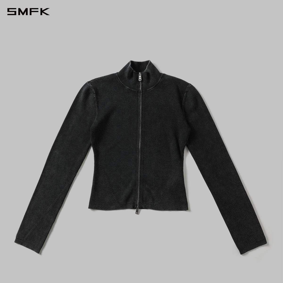 MYTH AEOLUS AURORA SLIM HIGH NECK KNIT JACKET/LS-COTTON/COLD DYE