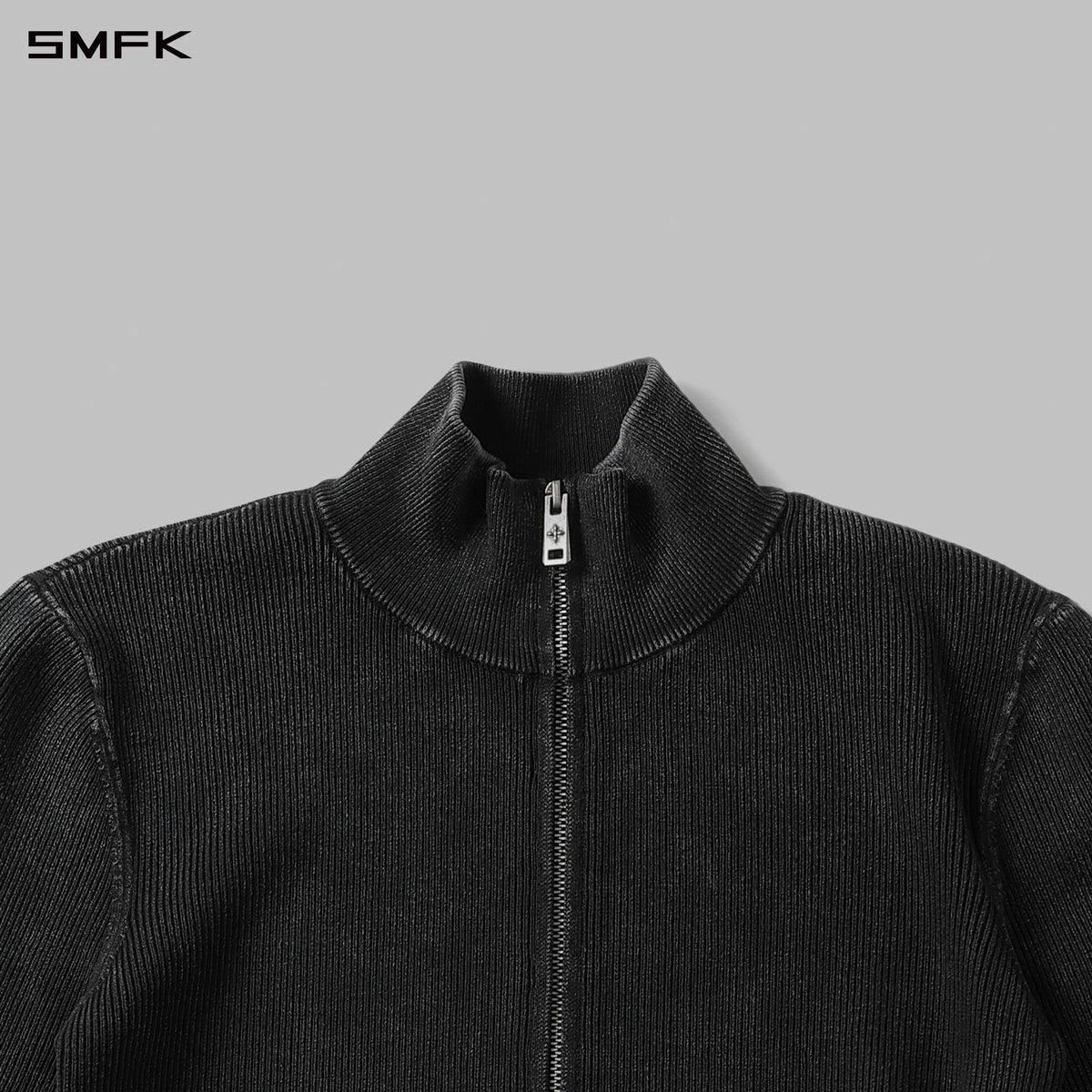 MYTH AEOLUS AURORA SLIM HIGH NECK KNIT JACKET/LS-COTTON/COLD DYE
