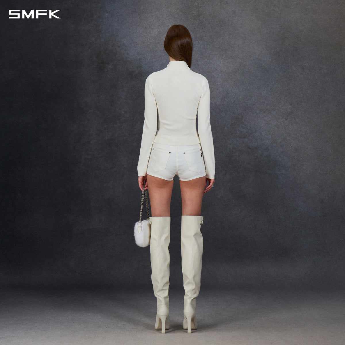 MYTH AEOLUS AURORA SLIM HIGH NECK KNIT JACKET/LS-COTTON/COLD DYE