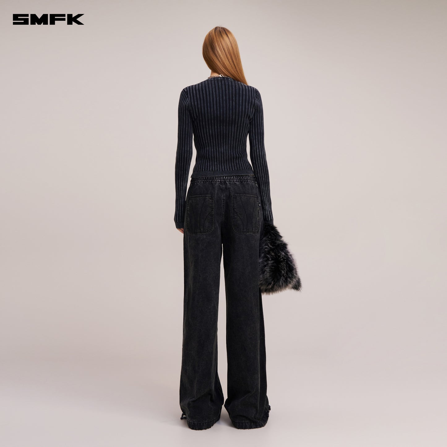 VINTAGE-SAVAGE KNIT CARDIGAN/STONE WASH/ VANISH BLACK