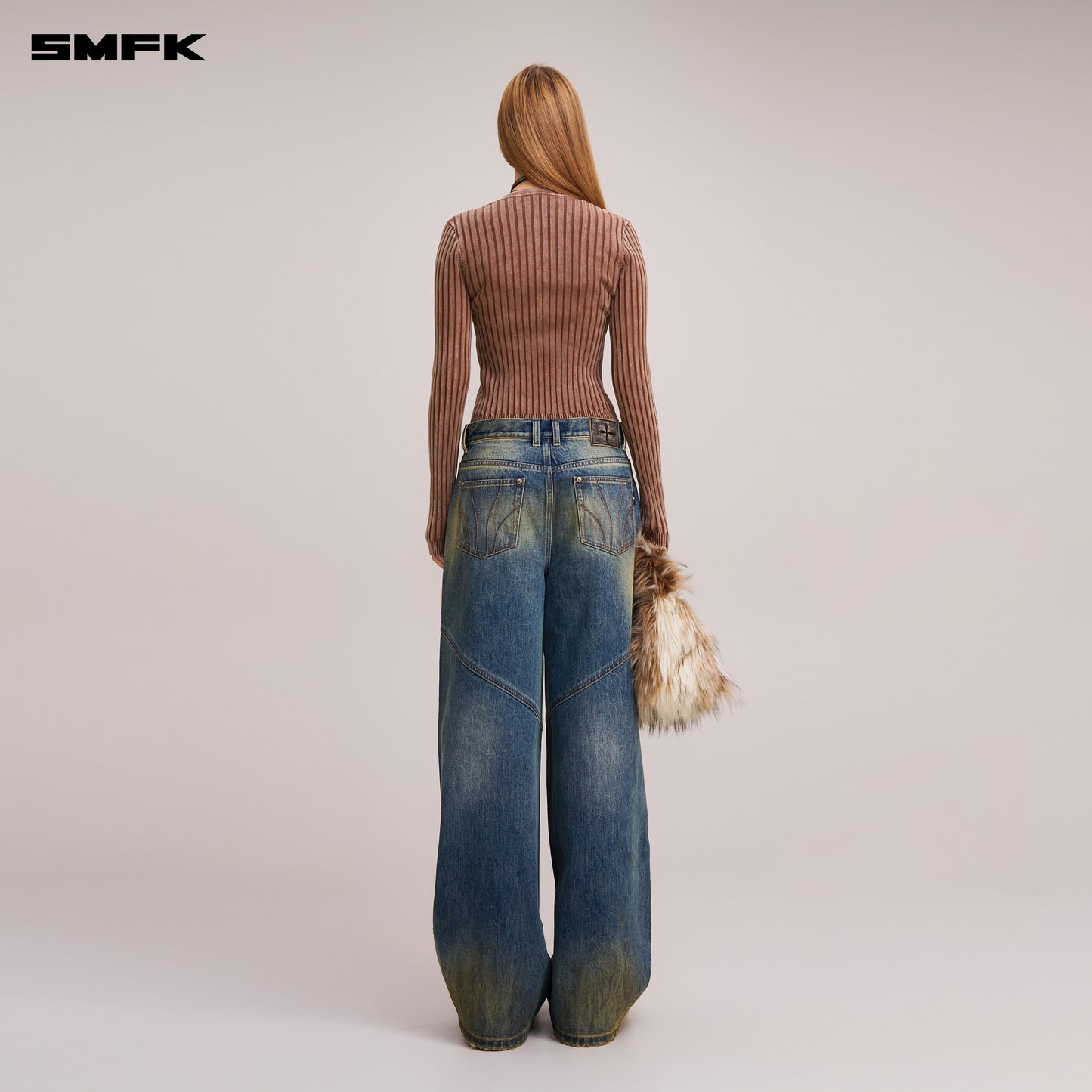VINTAGE-SAVAGE KNIT CARDIGAN/STONE WASH/ VANISH BROWN