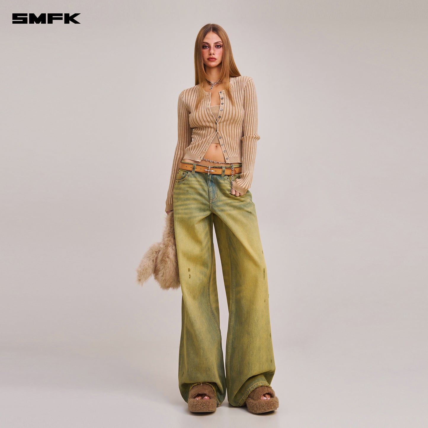 VINTAGE-SAVAGE KNIT CARDIGAN/STONE WASH/ VANISH SAND