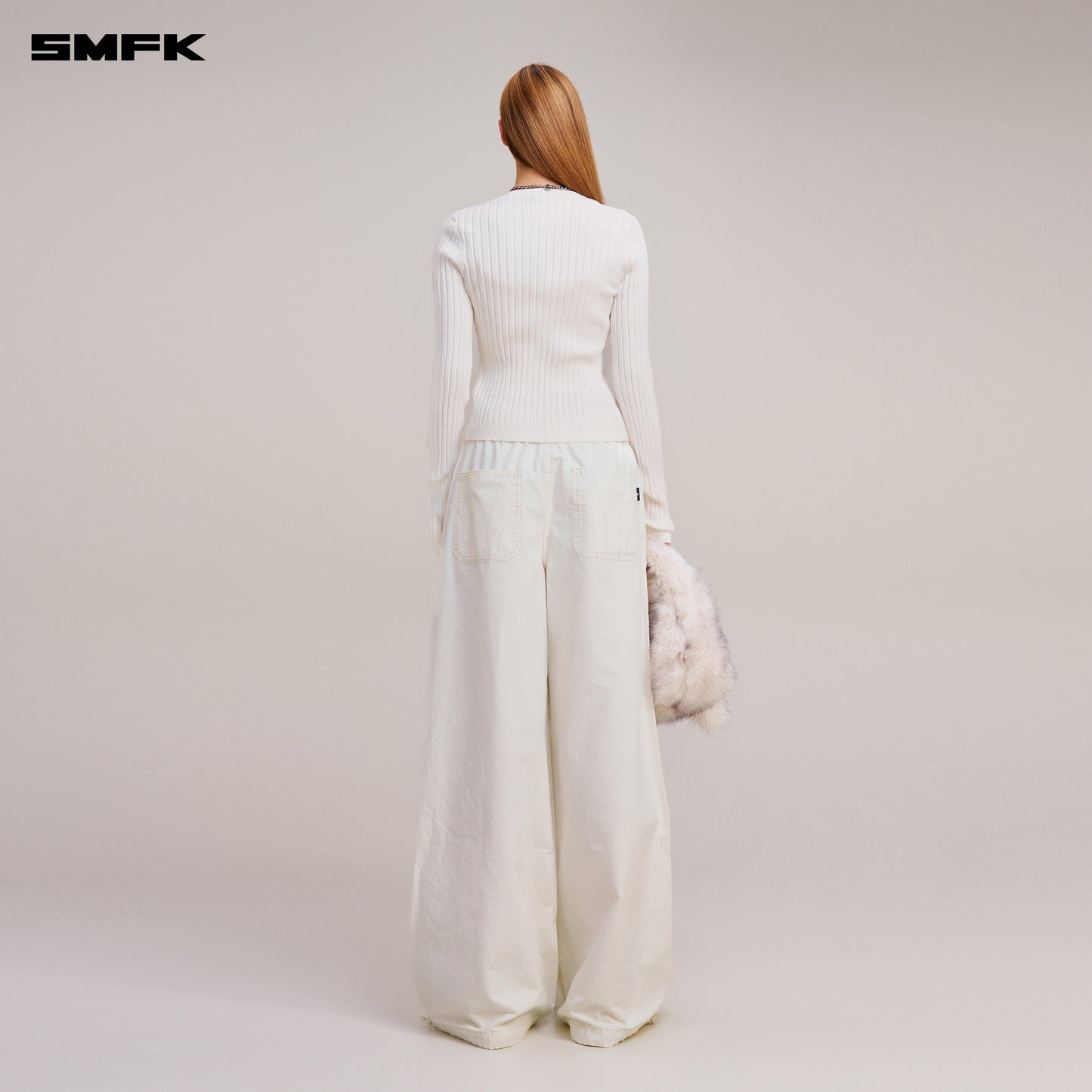 VINTAGE-SAVAGE KNIT CARDIGAN/STONE WASH/ SNOW MOUNTAIN WHITE