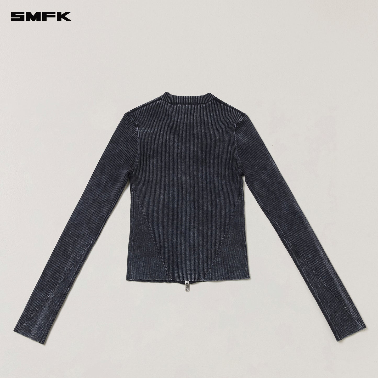 VINTAGE-SAVAGE ZIP KNIT CARDIGAN/STONE WASH/ VANISH BLACK