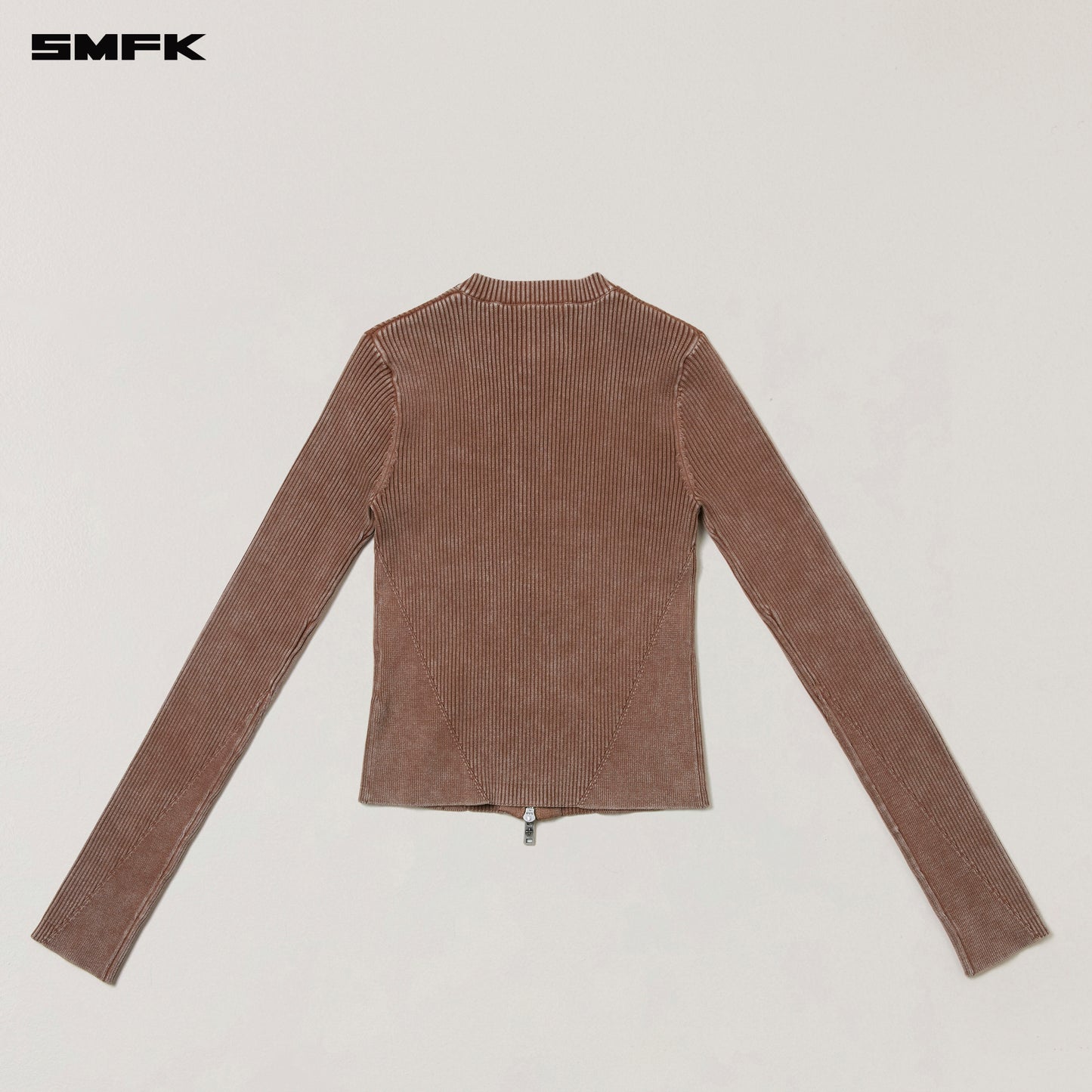 VINTAGE-SAVAGE ZIP KNIT CARDIGAN/STONE WASH/ VANISH BROWN