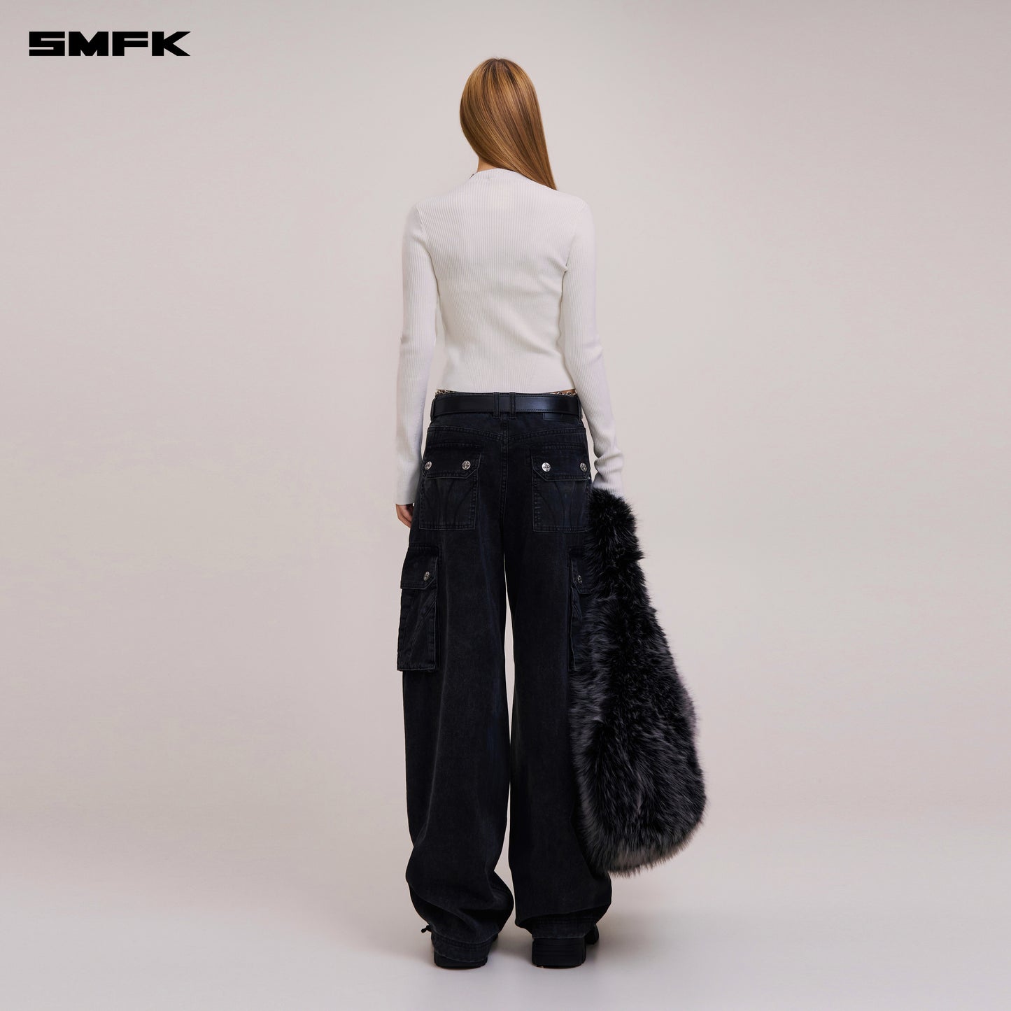 VINTAGE-SAVAGE ZIP KNIT CARDIGAN/STONE WASH/ VANISH WHITE
