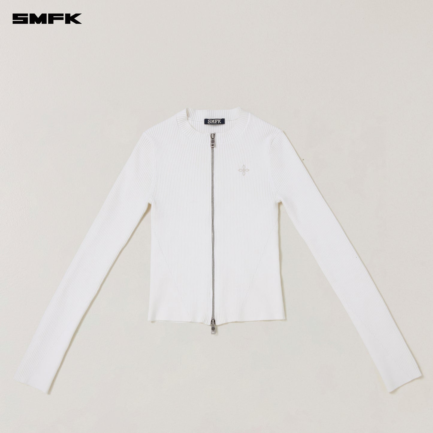 VINTAGE-SAVAGE ZIP KNIT CARDIGAN/STONE WASH/ VANISH WHITE