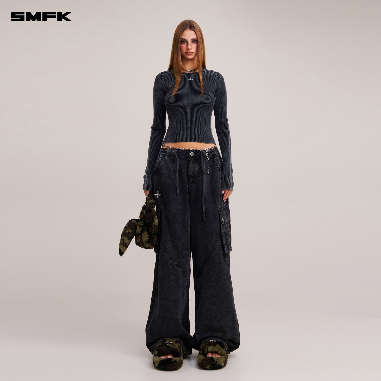 VINTAGE-SAVAGE KNIT PULLOVER/STONE WASH/ VANISH BLACK