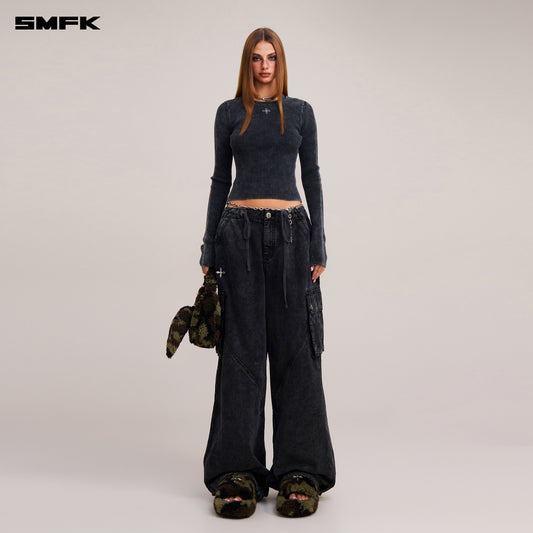 VINTAGE-SAVAGE KNIT PULLOVER/STONE WASH/ VANISH BLACK