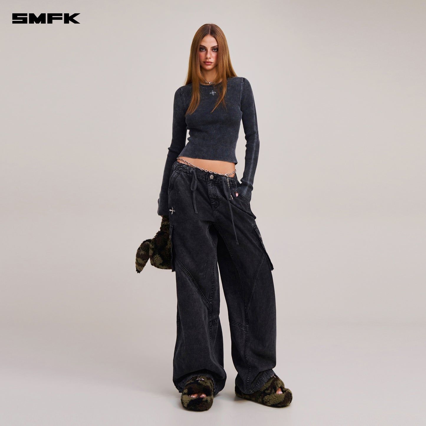 VINTAGE-SAVAGE KNIT PULLOVER/STONE WASH/ VANISH BLACK