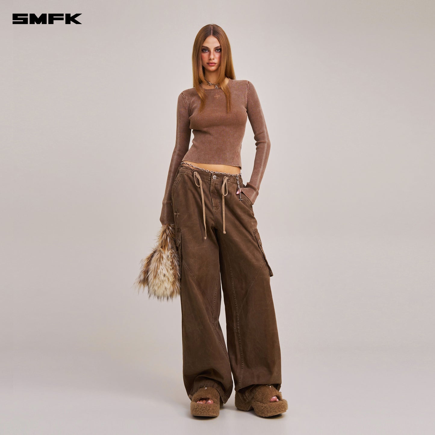 VINTAGE-SAVAGE KNIT PULLOVER/STONE WASH/ VANISH BROWN