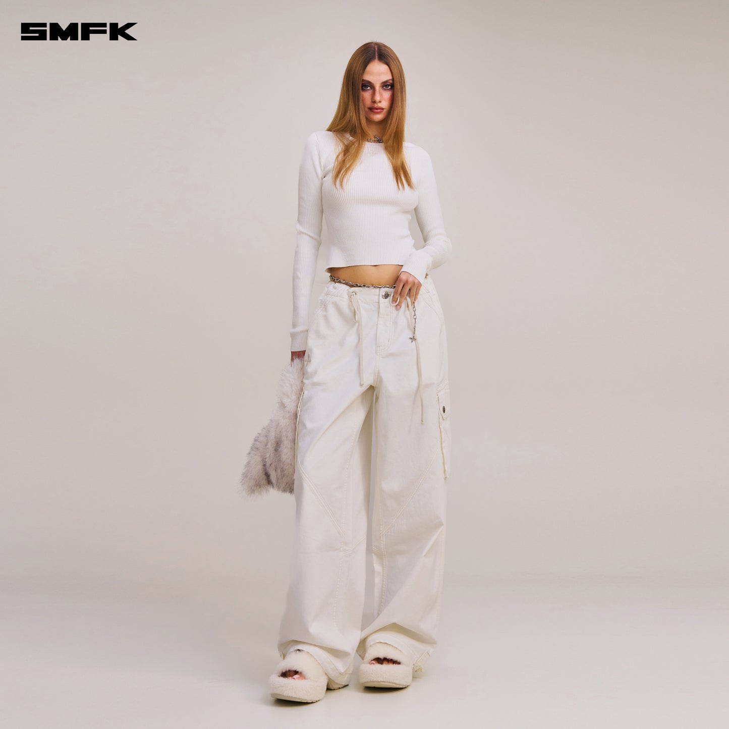 VINTAGE-SAVAGE KNIT PULLOVER/STONE WASH/ VANISH WHITE