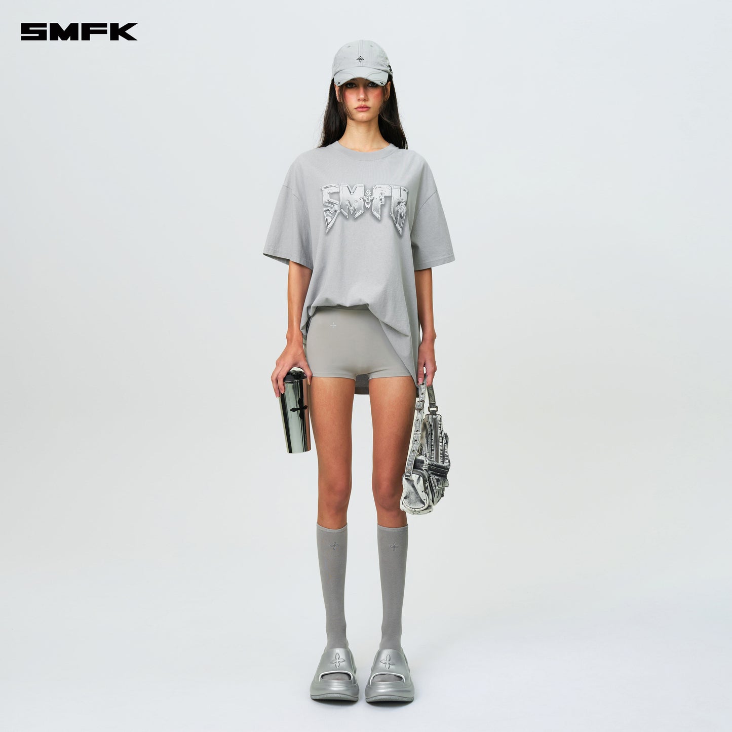 Compass SMFK Metallic Rock Wide Tee Dusty Gray