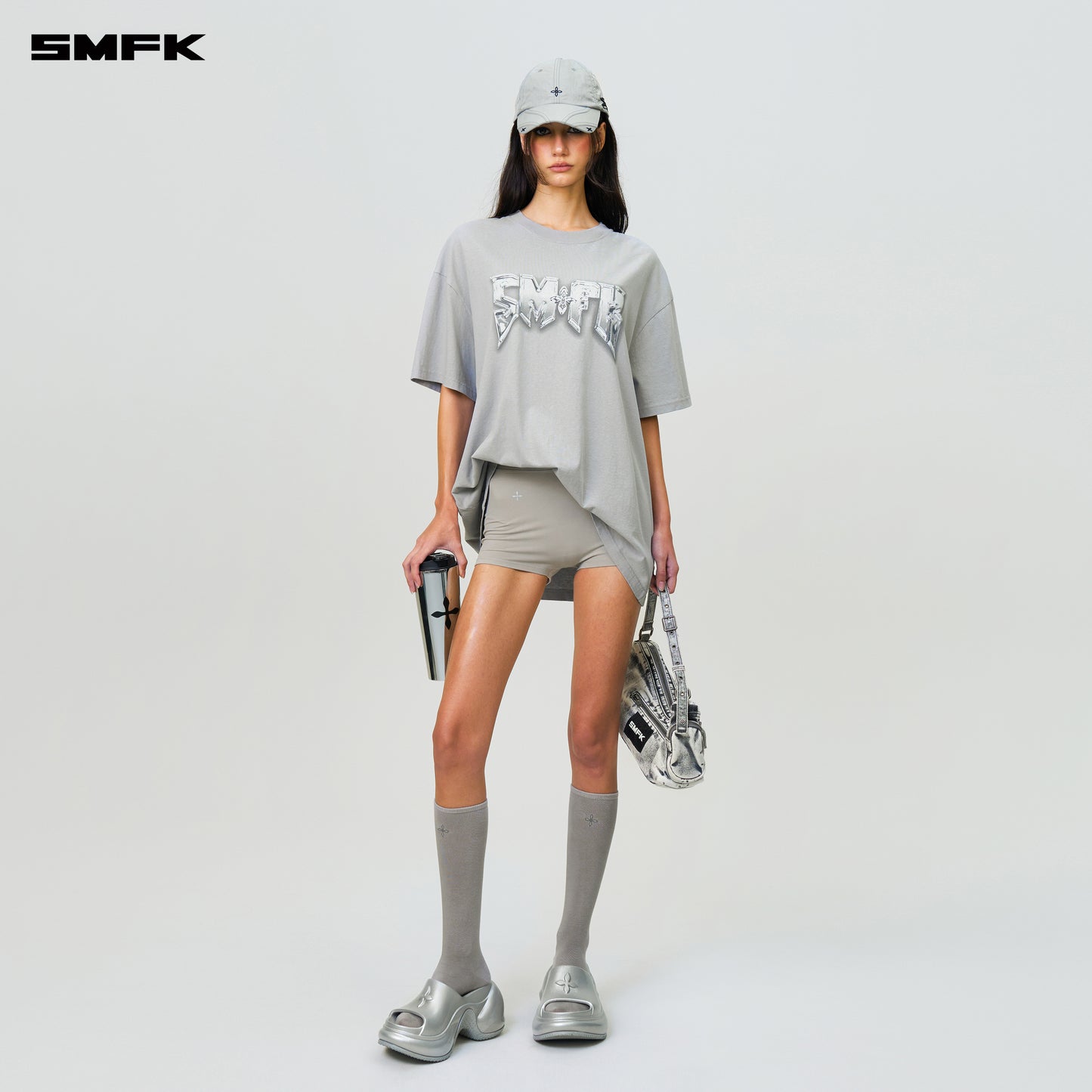 Compass SMFK Metallic Rock Wide Tee Dusty Gray