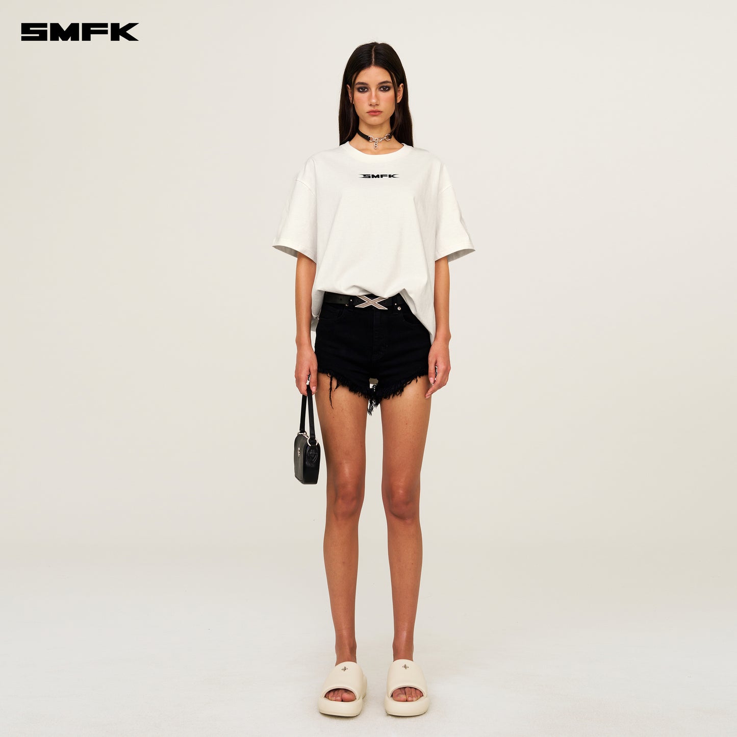 SMFK Beverly Hills Club Oversized Tee Snowy Mountain White