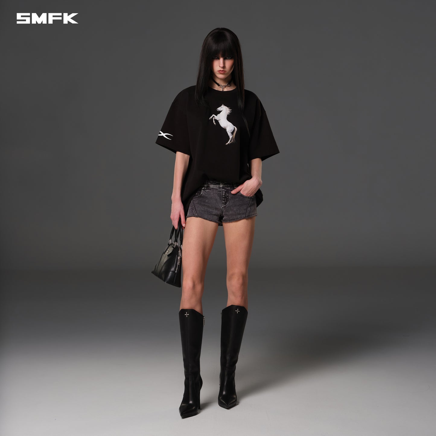 VINTAGE LOOSE DOUBLE-SIDE TEE/COMBED COOTTON - WILD BLACK