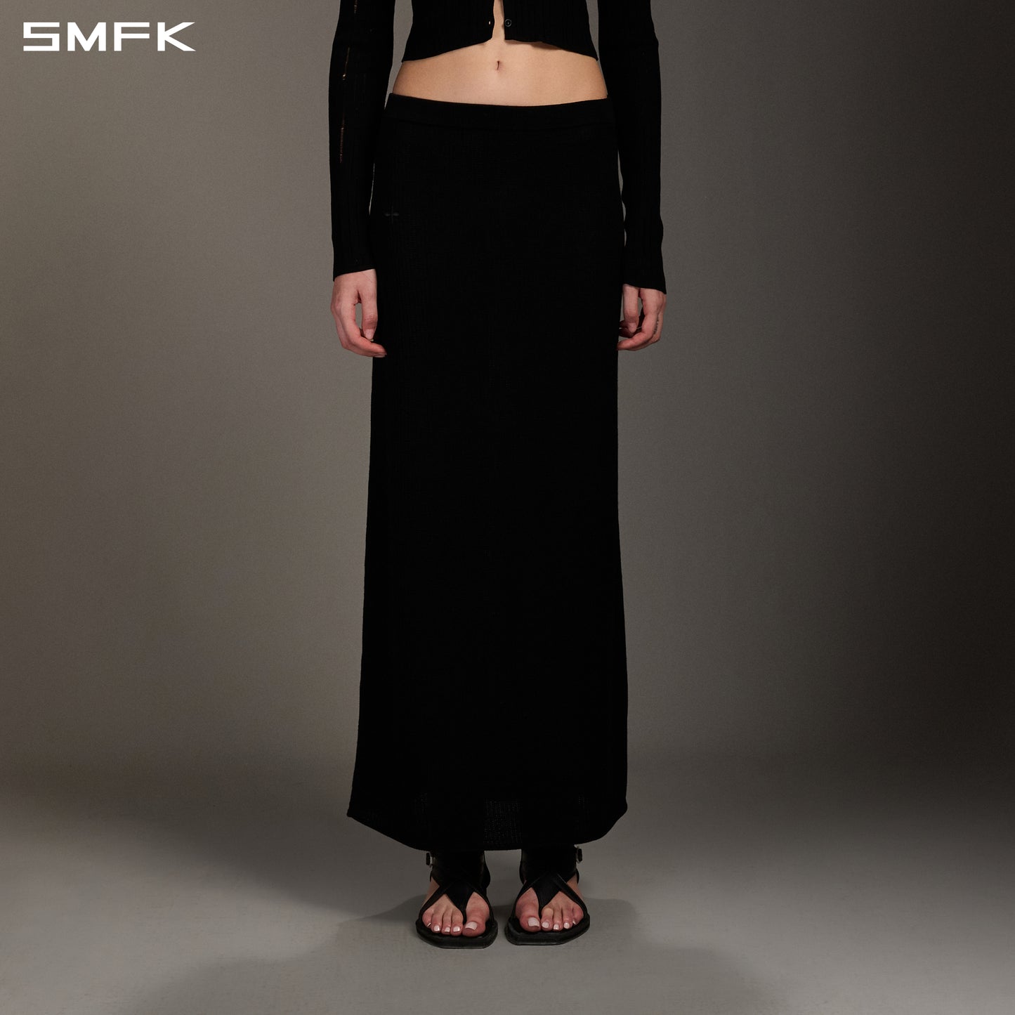 MYTH SEER STRT KNIT LONG DRESS/TENCEL+SILK