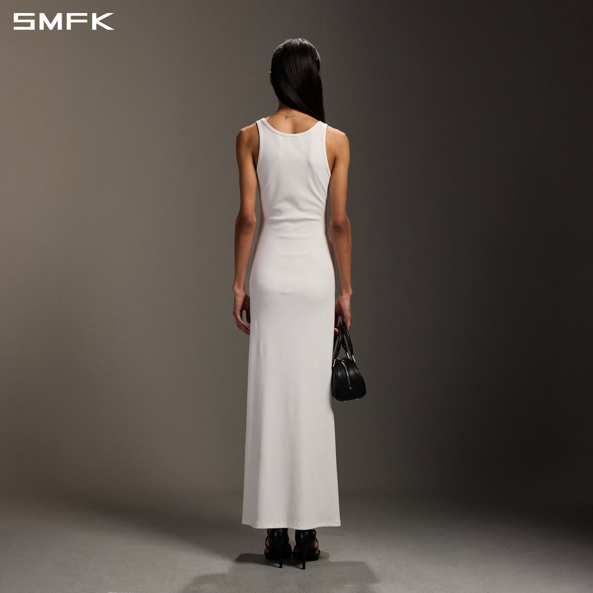 VINTAGE NOMADIC SILK TANK LONG DRESS/SILK+COTTON CLOUD WHITE