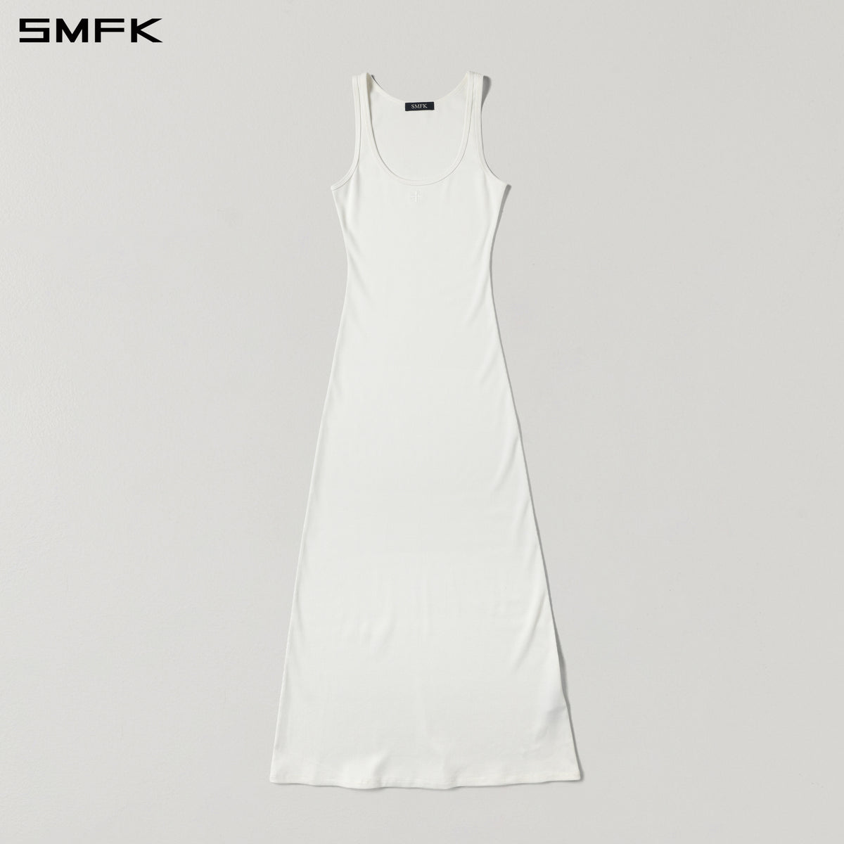 VINTAGE NOMADIC SILK TANK LONG DRESS/SILK+COTTON CLOUD WHITE