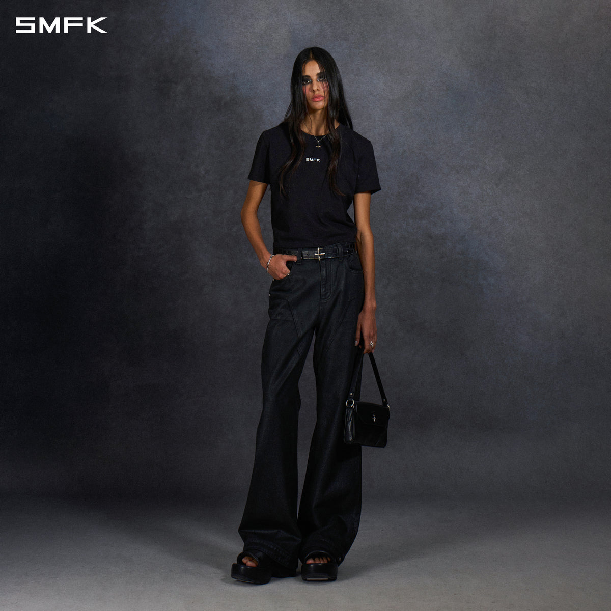 PERMANENT SLIM LETTER T-SHIRT/COMBED COTTON/W