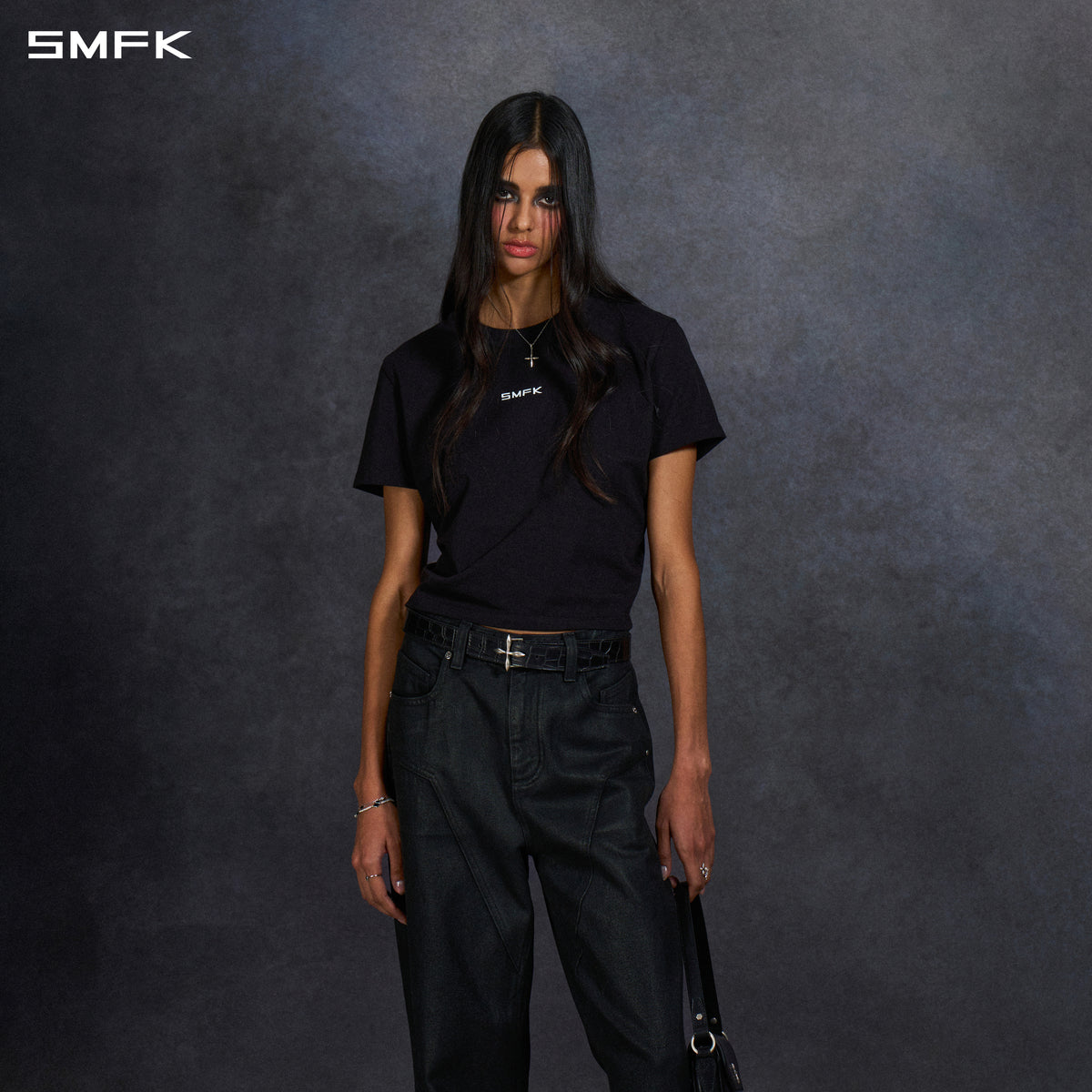 PERMANENT SLIM LETTER T-SHIRT/COMBED COTTON/W