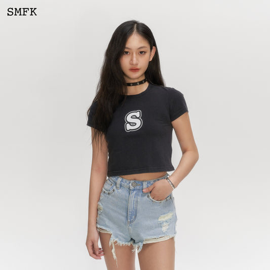 SKINNY MODEL BLACK TIGHT T-SHIRT