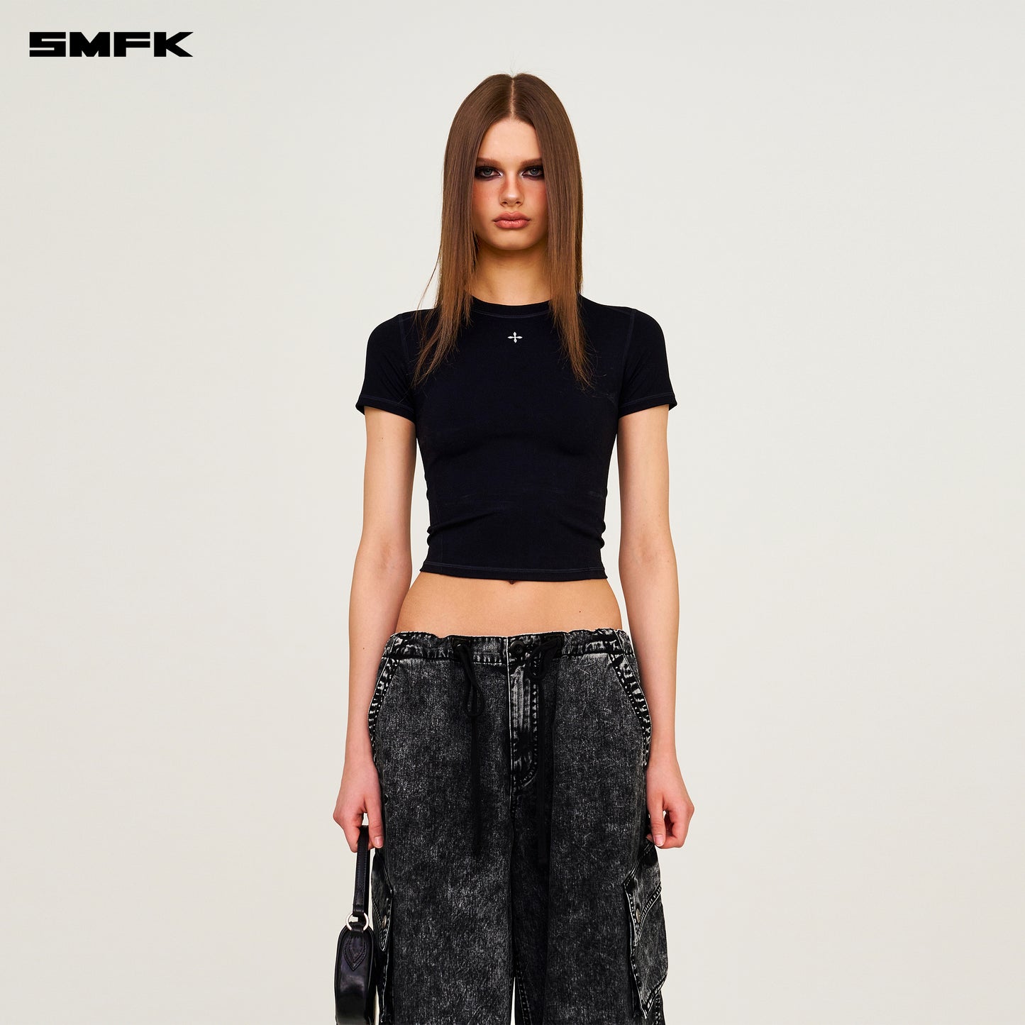 Compass Crosshatch Waist Tee Wilderness Black