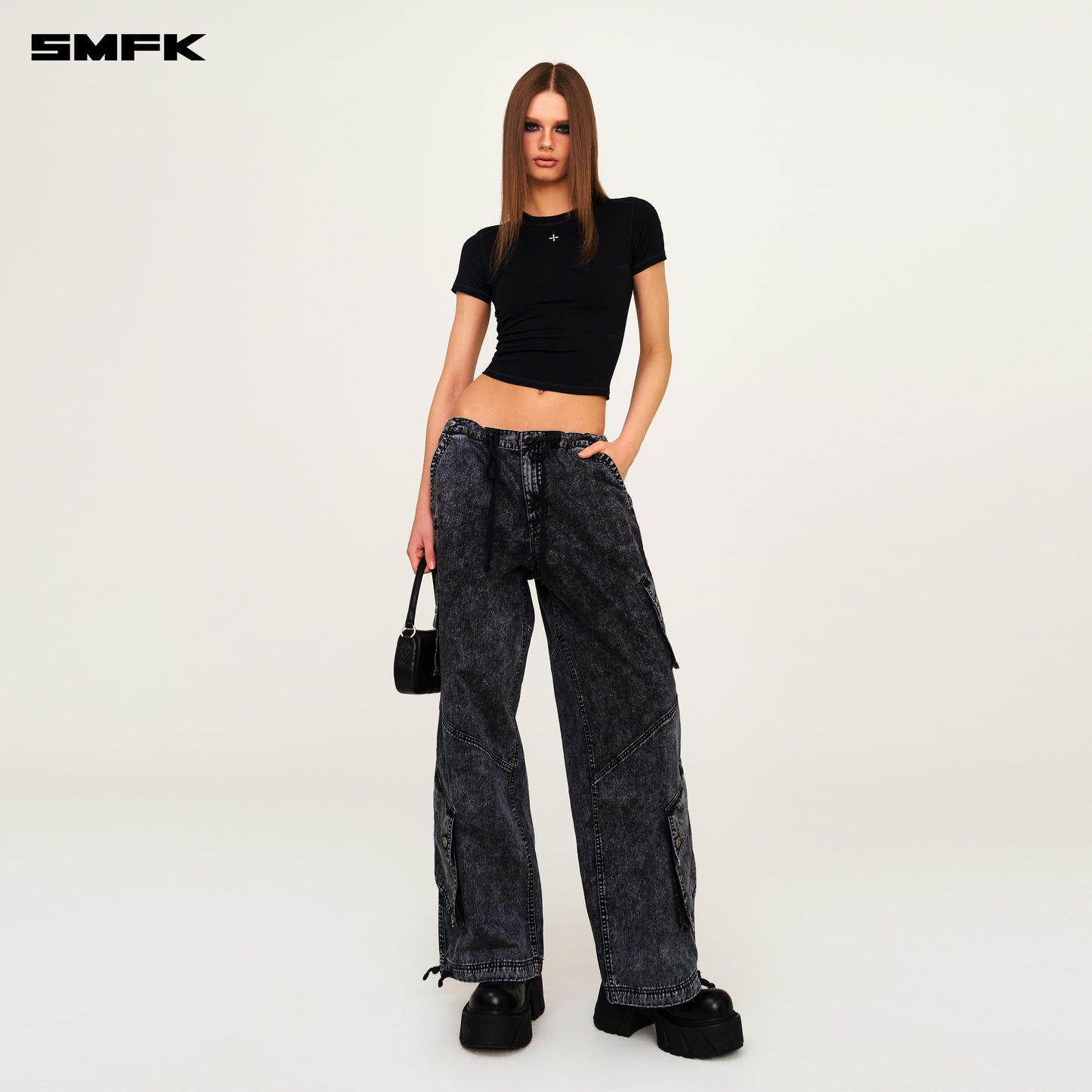 Compass Crosshatch Waist Tee Wilderness Black